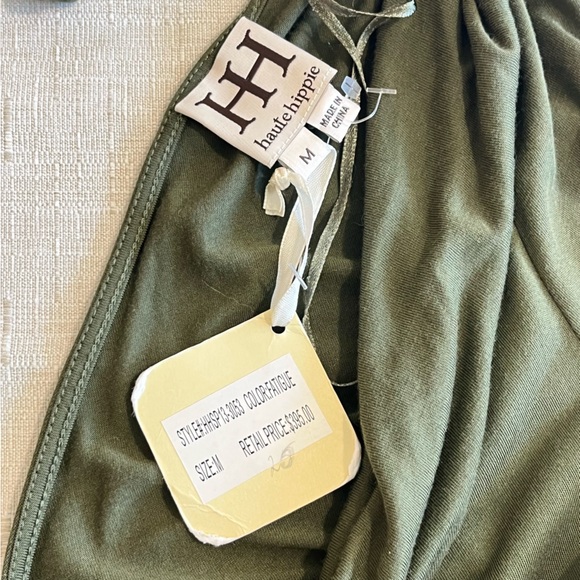 Haute Hippie Green Faux Wrap / Open Back Long Sleeve Stretch Dress - Picture 9 of 16